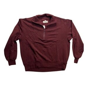 Lou & Grey‎ Nordstrom Signature Soft Plush 1/4 Zip Sweatshirt Maroon Burgundy  M